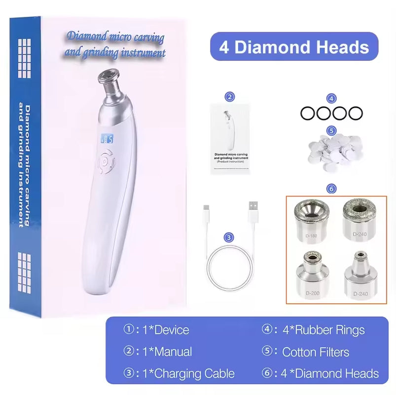 Handheld Diamond Microdermabrasion Machine Pore Vacuum Blackhead Removal for Skin Toning anti Aging Home Facial Treatment Device