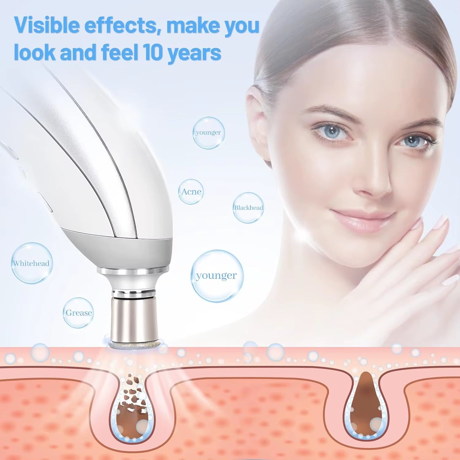 Handheld Diamond Microdermabrasion Machine Pore Vacuum Blackhead Removal for Skin Toning anti Aging Home Facial Treatment Device